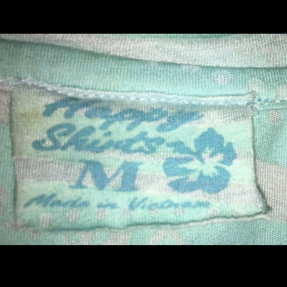 Happy Shirts Brand Hawaii Aqua Short Sleeves Sz M Na Wahine Vtg - Picture 5 of 12